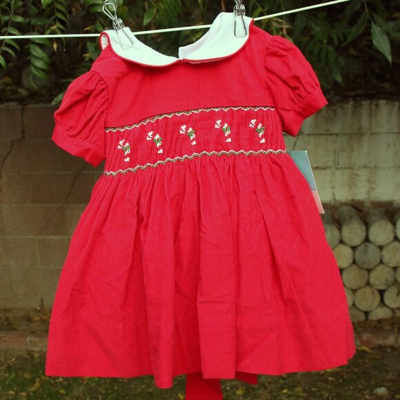 Anavini Candy Cane Embroidered Collared Red Dress 3M - Picture 1 of 3